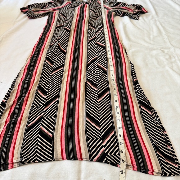 Anthropologie XS McKenzie Mock Neck Midi Tunic Dress ~ Stripe Retro Vibe - Picture 5 of 7